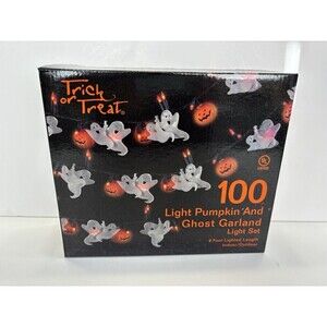 Halloween Ghost Pumpkin Set 2 String Garland Lights Decor Spooky Jack O Lantern